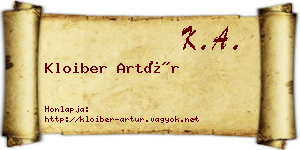 Kloiber Artúr névjegykártya